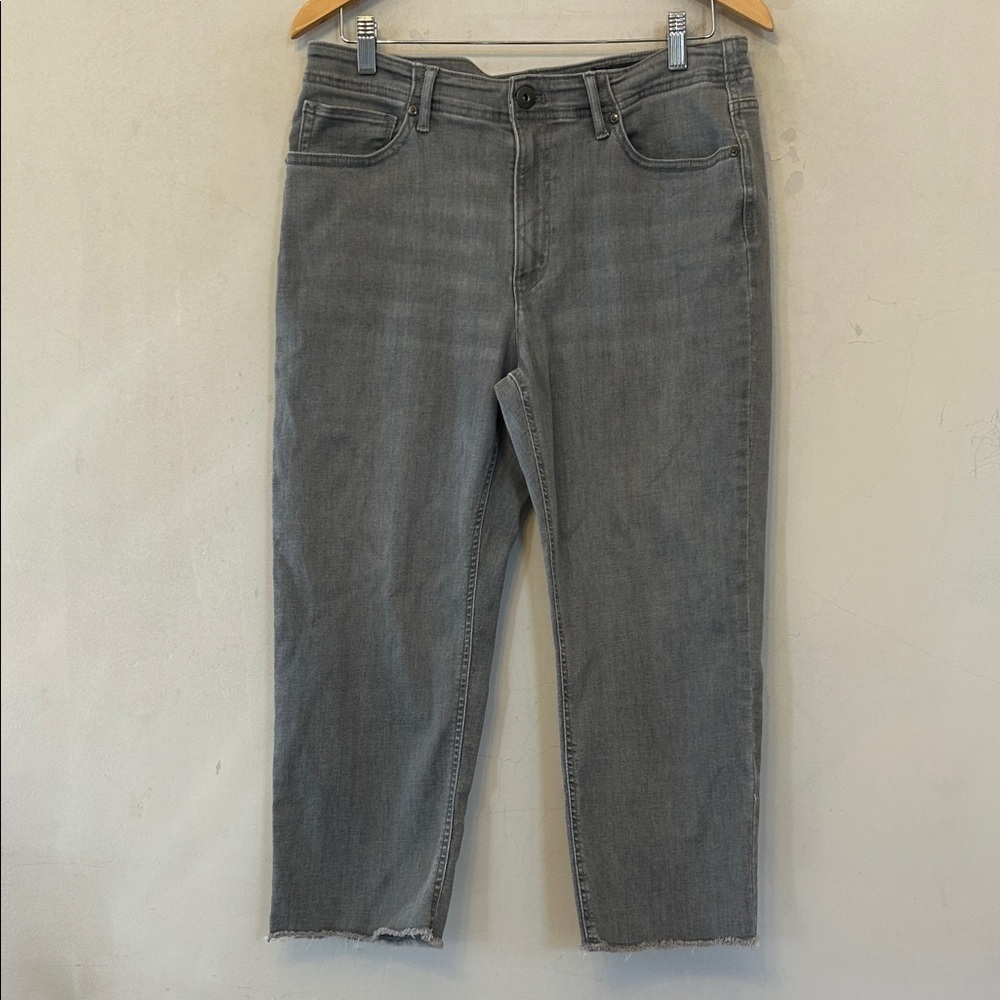 J Jill gray high rise straight cropped jeans Size 12 P EUC